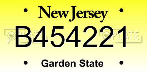 B454221 New Jersey License Plate