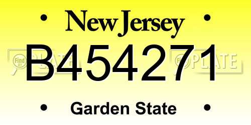 B454271 New Jersey License Plate