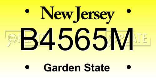 B4565M New Jersey License Plate