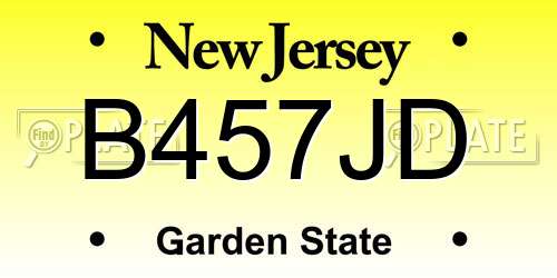 B457JD New Jersey License Plate