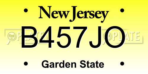 B457JO New Jersey License Plate