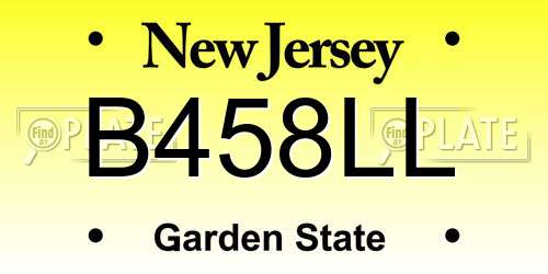 B458LL New Jersey License Plate