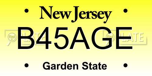 B45AGE New Jersey License Plate