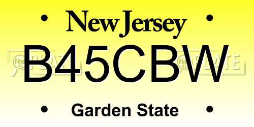 B45CBW New Jersey License Plate