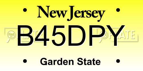 B45DPY New Jersey License Plate