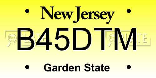 B45DTM New Jersey License Plate