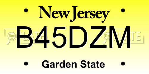 B45DZM New Jersey License Plate