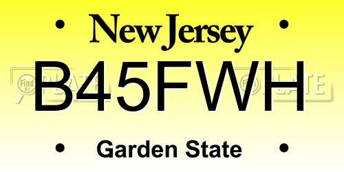 B45FWH New Jersey License Plate
