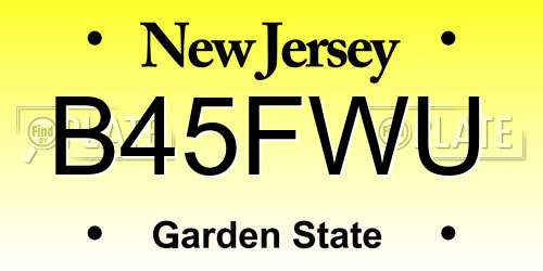 B45FWU New Jersey License Plate