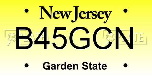 B45GCN New Jersey License Plate