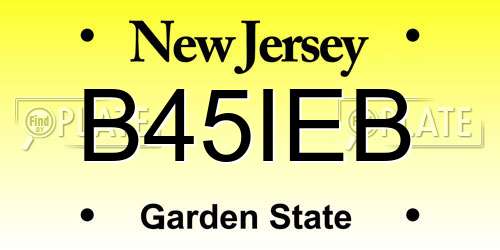 B45IEB New Jersey License Plate