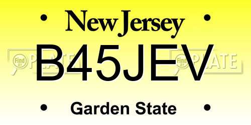 B45JEV New Jersey License Plate