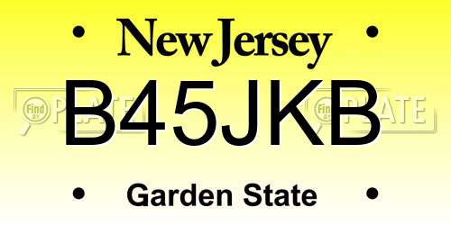 B45JKB New Jersey License Plate