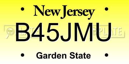 B45JMU New Jersey License Plate