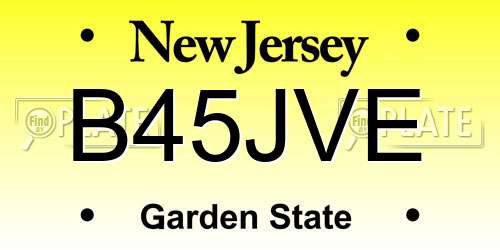 B45JVE New Jersey License Plate