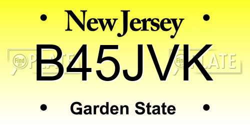 B45JVK New Jersey License Plate