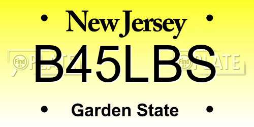 B45LBS New Jersey License Plate