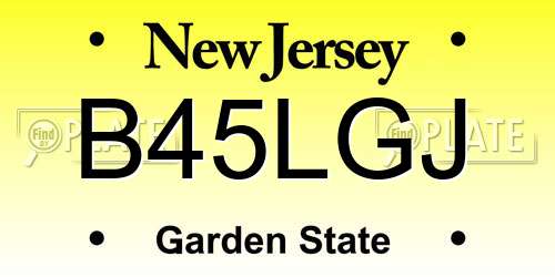 B45LGJ New Jersey License Plate