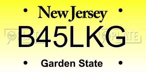 B45LKG New Jersey License Plate