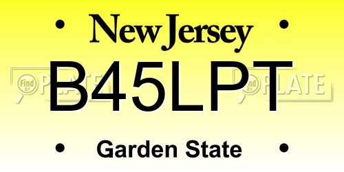 B45LPT New Jersey License Plate