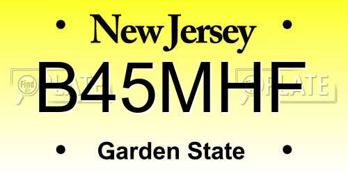 B45MHF New Jersey License Plate