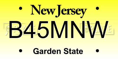 B45MNW New Jersey License Plate