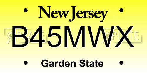 B45MWX New Jersey License Plate