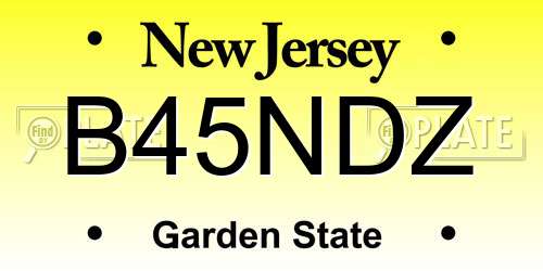 B45NDZ New Jersey License Plate