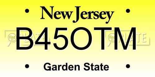B45OTM New Jersey License Plate