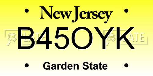 B45OYK New Jersey License Plate