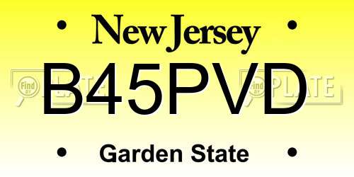 B45PVD New Jersey License Plate