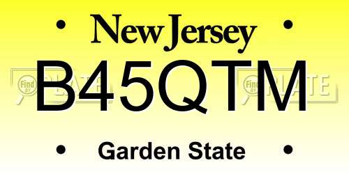 B45QTM New Jersey License Plate
