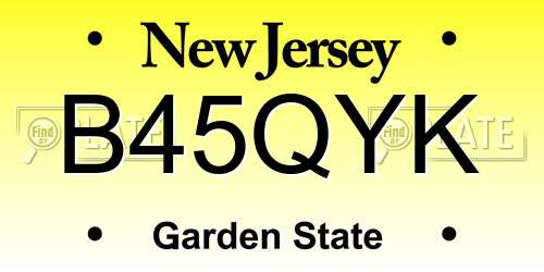 B45QYK New Jersey License Plate