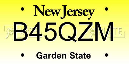 B45QZM New Jersey License Plate