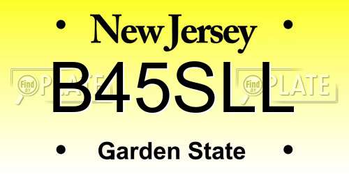 B45SLL New Jersey License Plate