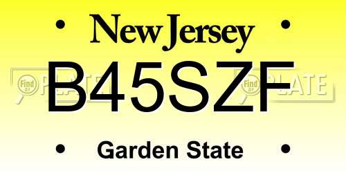 B45SZF New Jersey License Plate