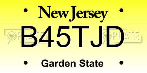 B45TJD New Jersey License Plate