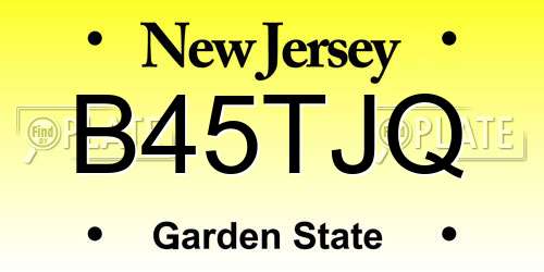 B45TJQ New Jersey License Plate