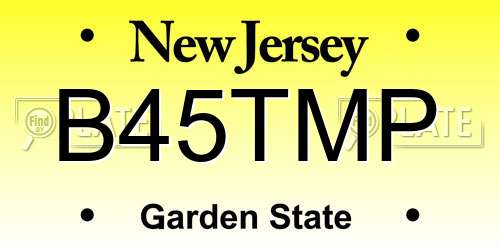 B45TMP New Jersey License Plate