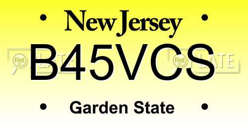 B45VCS New Jersey License Plate