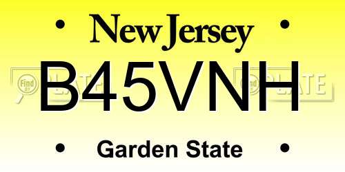B45VNH New Jersey License Plate