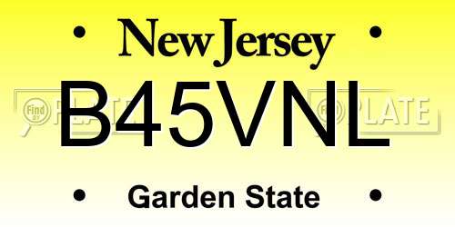 B45VNL New Jersey License Plate