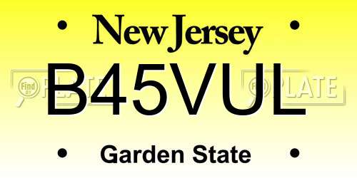 B45VUL New Jersey License Plate
