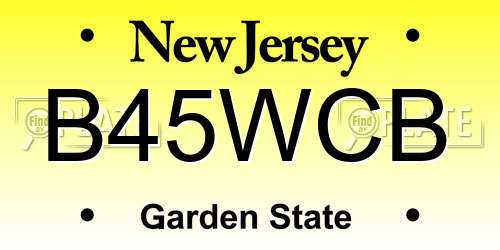 B45WCB New Jersey License Plate