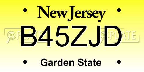 B45ZJD New Jersey License Plate