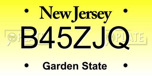 B45ZJQ New Jersey License Plate
