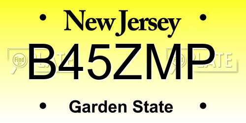 B45ZMP New Jersey License Plate