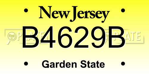 B4629B New Jersey License Plate