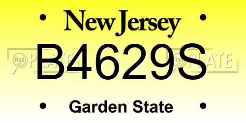 B4629S New Jersey License Plate