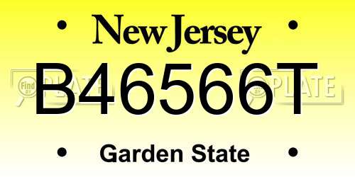 B46566T New Jersey License Plate